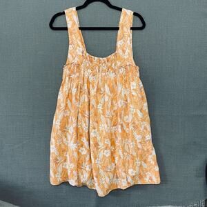 Sunland 17 Smocked Sleeveless Lined Mini Dress S Tropical Floral Pockets Cute AF